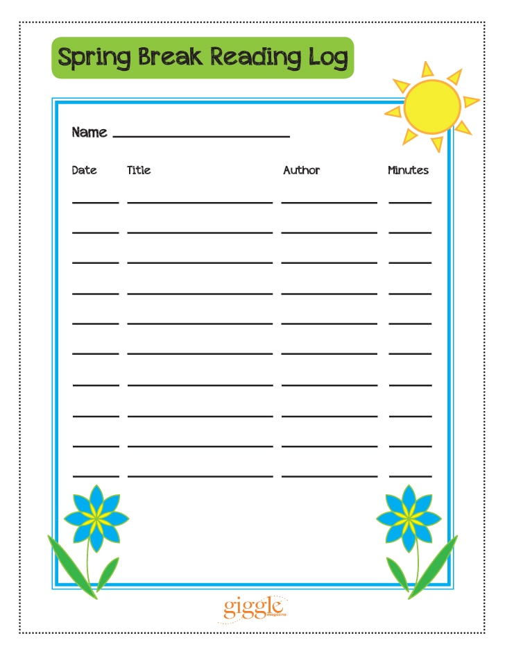 reading log printable
